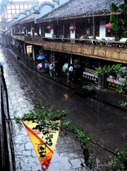 樸上人訪筠翁於溪草堂袖詩贈雨中告別將有雁